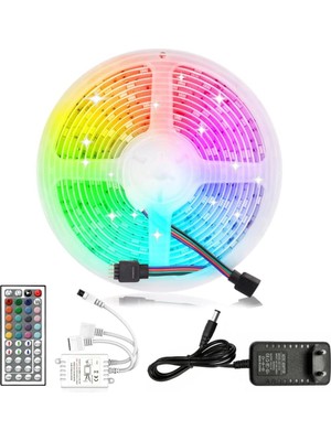 Uravas Store LED Strip Rgb 5 Metre Çok Renkli Kumandalı Şerit LED Işık Seti