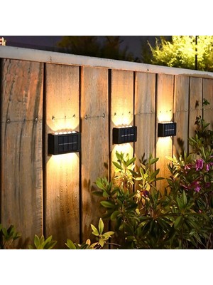 Marsilyan 2 Adet Solar Enerjili Aplik LED 6 Ledli Dekoratif Duvar Monteli Gün Işığı
