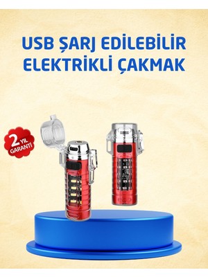 Uravas Store Tip C Şarjlı Dijital Ekranlı Çakmak ve El Feneri