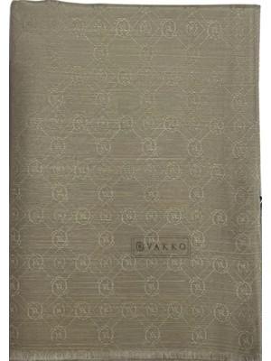 Vakko Pamuk Ipek Monogram Şal 40752-AÇIK Kum