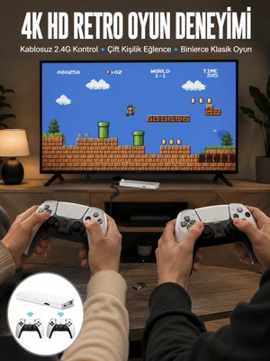 My Best Store 3D Çift Oyun Kollu 4K Hd Ekran Nostaljik 20.000 Oyunlu Beyaz Game Box Yeni Nesil