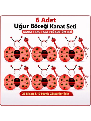 Uravas Store 6'lı Uğur Böceği Ateş Böceği Kostüm Seti – Kanat Taç Asa