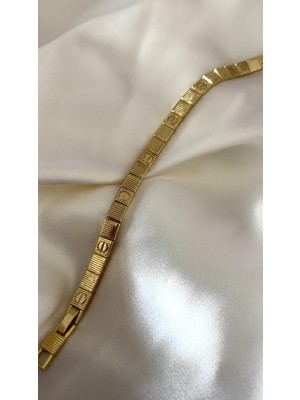 Velora Accessories Xuping Model 14K Altın Kaplama Grek Model Çelik Bileklik