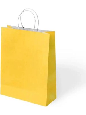 KİKA Kika 1000501 Büküm Saplı 18X8X24CM Hediyelik Kağıt Çanta Sarı  - Tekli