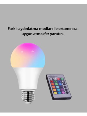 Uravas Store A Kalite 2025 Rgb LED Ampul Uzaktan Kumandalı 16 Renkli Lamba