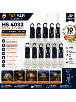 Helios     Hs 4033 Solar LED Ampul – 10’lu Avantaj Paketi