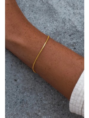 Ricco Jewellery 14 K Gold Kaplama 925 Ayar Gümüş Old Money Yılan Bileklik