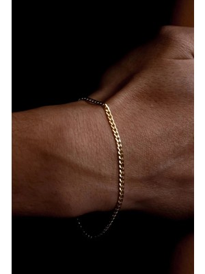 Ricco Jewellery 14 K Gold Kaplama 925 Ayar Gümüş Pres Kalemli Gurmet Bileklik