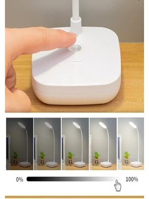 Kablosuz Şarjlı Dokunmatik Üç Renk LED Masa Lambası Ders Çalışma Okuma Işığı Dimmer Ayarlı Wb-01
