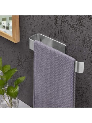 Paslanmaz Çelik Havluluk 27CM Uzun - Kendinen Yapışkanlı - Havlu Askısı Model: Stuttgart