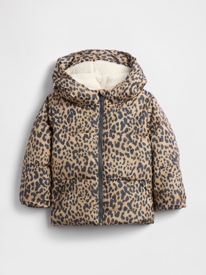 Gap Kız Bebek Kahverengi ColdControl Max Sherpa Puffer Şişme Mont