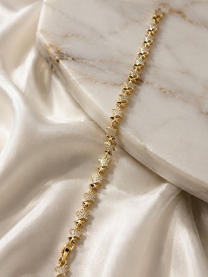 Xuping Jewelry Xuping Vip Seri Kadın Altın Kaplama Zirkon Taşlı Sıralı Yıldız Su Yolu Bileklik