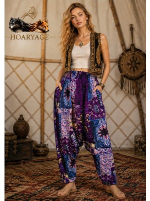 Hoaryage Otantik Köy Şalvarı %100 Pamuk Viskon Çiçek Desenli Rahat Kesim Ağlı Kadın Şalvarı 38BEDEN 100 kg