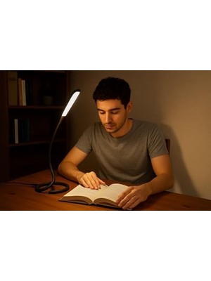 USB LED Masa Lambası – 14 Ledli, 3 Kademeli Dokunmatik Işık, Esnek Boyunlu Kitap Okuma & Çalışma Lambası