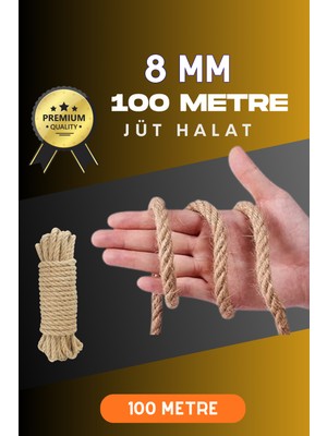 Uravas Store 8 mm 100 Metre Jüt Halat Dekoratif Hasır Ip Urgan Süs