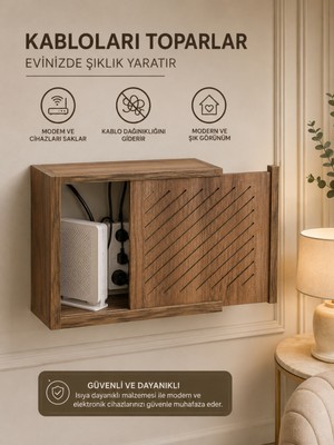 Wifi Modem Kutusu Kablo Düzenleyici Duvar Tipi Priz ve Modem Gizleme Kutusu