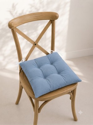 Mayse 6'lı Sandalye Minderi 40X40 cm – Yumuşak Dolgulu, Yıkanabilir, Bağcıklı, Mutfak, Balkon, Bahçe ve Yemek Odası Için