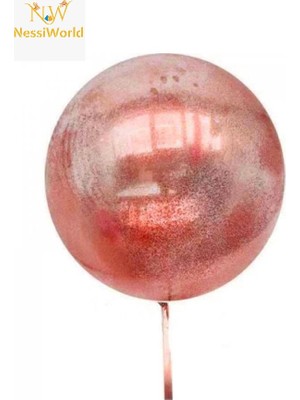 NW NessiWorld Kırmızı Simli Yuvarlak Şeffaf Balon 24 Inç
