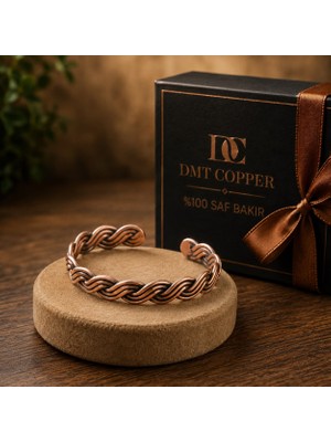 Dmt Copper Home Örgü El Yapımı Şık Tasarım Kalın Dövülmüş Saf Bakır Bilezik Bakır Romatizma Bilekliği