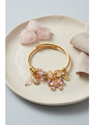 Uravas Store Pembe Kelebek Model Charmlı Bileklik