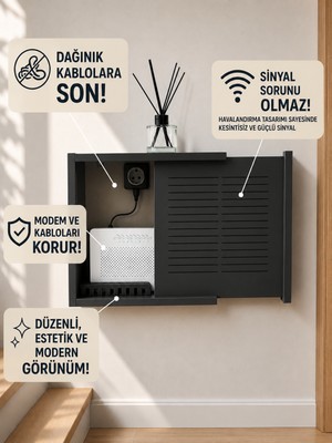 Wifi Modem Kutusu Kablo Düzenleyici Duvar Tipi Priz ve Modem Gizleme Kutusu