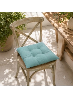 Mayse 6'lı Sandalye Minderi 40X40 cm – Yumuşak Dolgulu, Yıkanabilir, Bağcıklı, Mutfak, Balkon, Bahçe ve Yemek Odası Için
