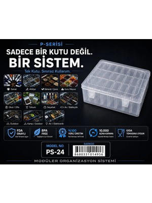 Empressco P-Serisi 24’lü Plastik Şeffaf Kutu Seti– 24 Küçük Kutu Modüler Saklama, Organizer, Ambalaj Sistemi