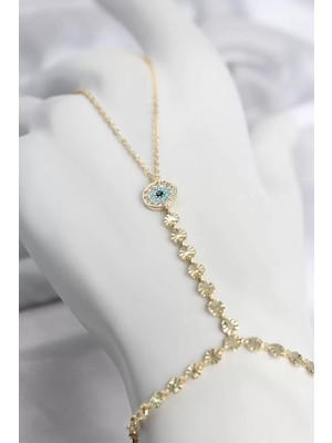 Uravas Store Gold Renk Pirinç Zirkon Taşlı Nazar Model Şahmeran TJ-SN773