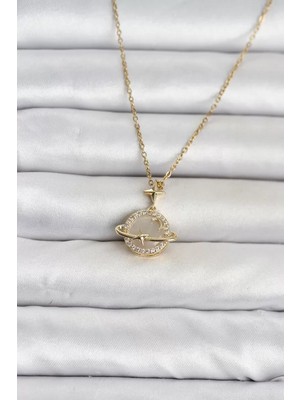 Uravas Store 316L Çelik Zincir Gold Renk Gezegen Model Kadın Kolye TJ-BKO11102