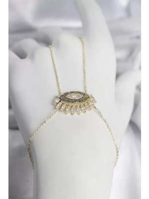 Uravas Store Pirinç Gold Renk Zirkon Taşlı Göz Model Kadın Şahmeran - TJ-SN747