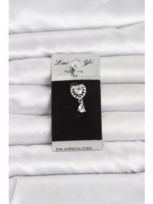 Uravas Store 316L Cerrahi Çelik Kalp ve Damla Model Göbek Piercing TJ-PR1407