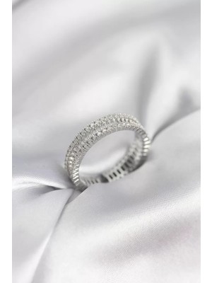 Uravas Store Gümüş Renk Minimal Zirkon Taşlı Kadın Yüzük - TJ-BYK3958