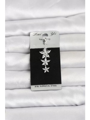Uravas Store 316L Cerrahi Çelik Sallantılı Sıralı Lotus Model Göbek Piercing TJ-PR1406