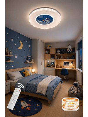 Ece Aydınlatma Fubao Modern Tasarım Uzaktan Kumandalı Dimmerli 3 Renk Ledli Işıklı Çocuk Odası Avizesi-40 cm
