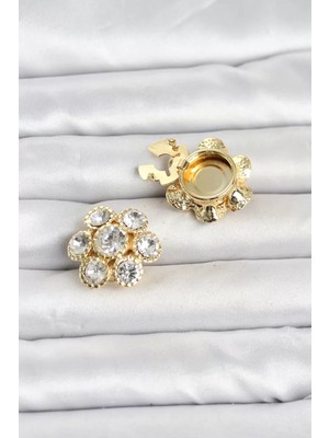 Uravas Store Zirkon Taşlı Çiçek Model Düğme Veya Manşet Broşu TJ-BR489