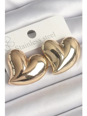Uravas Store Pirinç Gold Renk Bomba Kalp Model Kadın Küpe - TJ-BKP10236