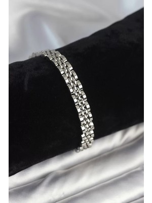 Uravas Store 316L Çelik 7 mm Kalınlıkta Gümüş Renkli Erkek Bileklik - TJ-EB3768