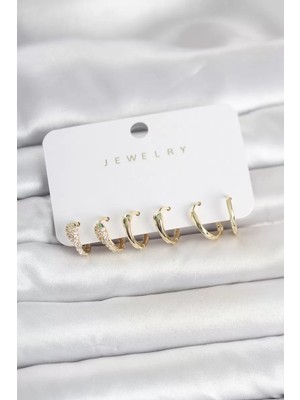Uravas Store Pirinç Gold Renk Yılan Model Kadın Küpe Seti