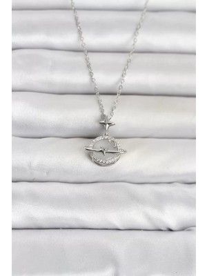 Uravas Store 316L Çelik Zincir Gümüş Renk Gezegen Model Kadın Kolye TJ-BKO11103