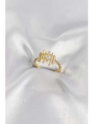 Uravas Store Gold Renk Zirkon Taşlı Sütun Model Kadın Yüzük TJ-BYK4195