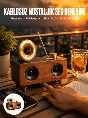 sbodurhome Nostaljik Radyo Bluetooth Bağlantılı Şarjlı Yüksek Ses Kaliteli Yeni Nesil