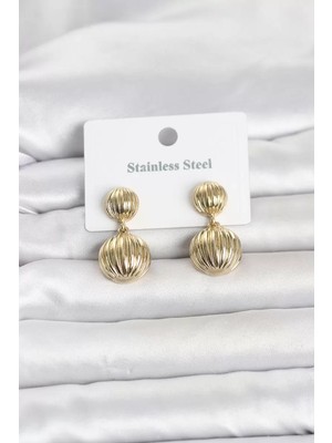 Uravas Store 316L Çelik Gold Renk Vintage Model Kadın Küpe TJ-BKP11837