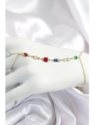 Uravas Store Pirinç Renkli Zirkon Taşlı Y Model Gold Renk Kadın Şahmeran - TJ-SN684