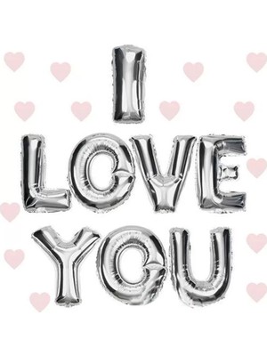 Uravas Store I Love You Folyo Balon Gümüş Renk 35 cm