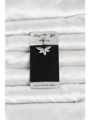 Uravas Store 316L Cerrahi Çelik Zirkon Taşlı Göbek Piercing TJ-PR1393