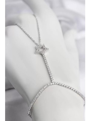 Uravas Store Gümüş Renk Pirinç Zirkon Taşlı Yıldız Model Şahmeran TJ-SN776
