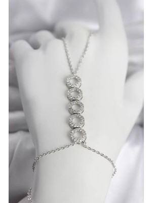 Uravas Store Pirinç Gümüş Renk Zirkon Taşlı Sıralı Halka Model Kadın Şahmeran - TJ-SN762