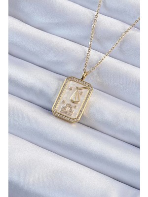 Uravas Store 316L Çelik Zincir Altın Renk Zirkon Taşlı Çerçeveli Tarot Kolye - TJ-BKO9233