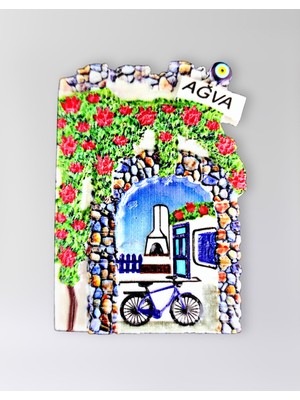 Mundy Ağva Polyester Kabartmalı Magnet 5,5 x 7 cm Dekoratif Hediyelik Buzdolabı Süsü (KOD:1547)