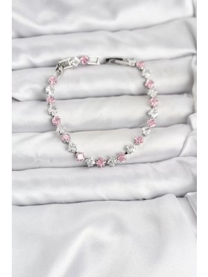Uravas Store Kare Zirkon Taşlı Gümüş Renk Kadın Bileklik - TJ-BB8147